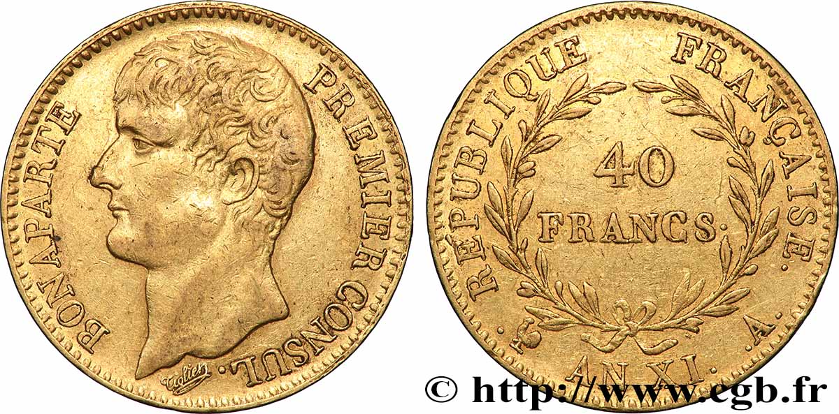 40 francs or Bonaparte Premier Consul 1803 Paris F.536/1 q.BB 
