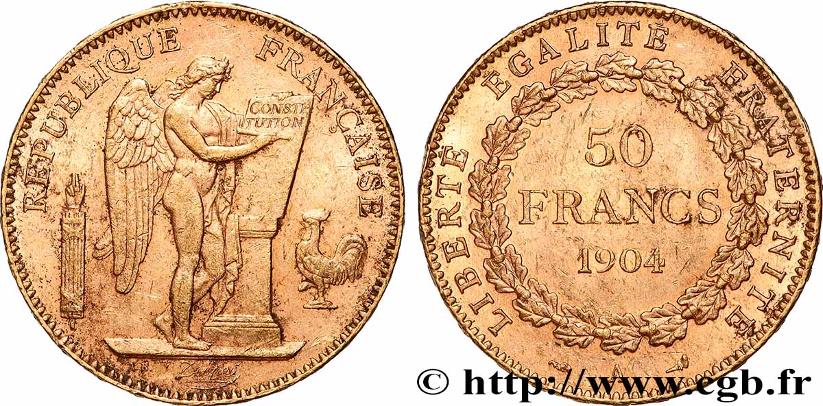 50 francs or Génie 1904 Paris F.549/6 TTB 