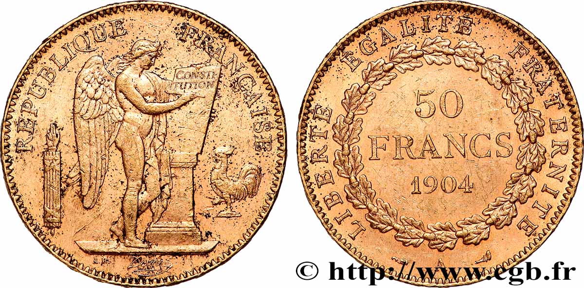 50 francs or Génie 1904 Paris F.549/6 XF 