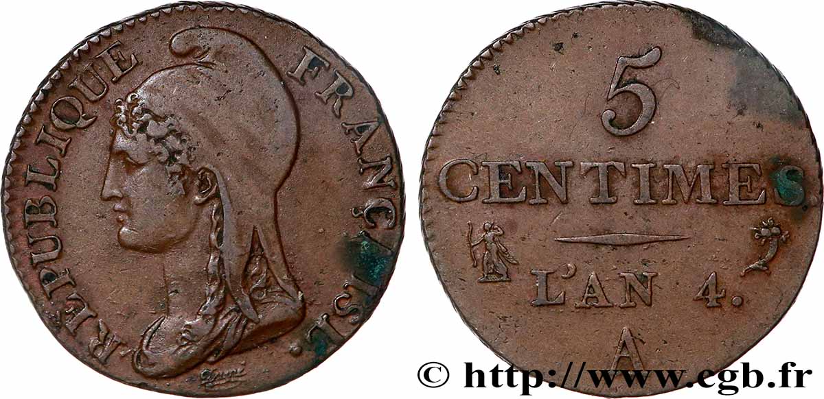 5 centimes Dupré, petit module 1796 Paris F.113/1 TTB 