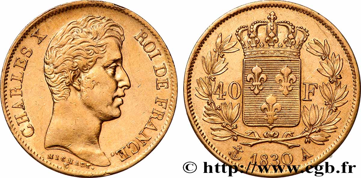 40 francs or Charles X, 2e type 1830 Paris F.544/5 BB 