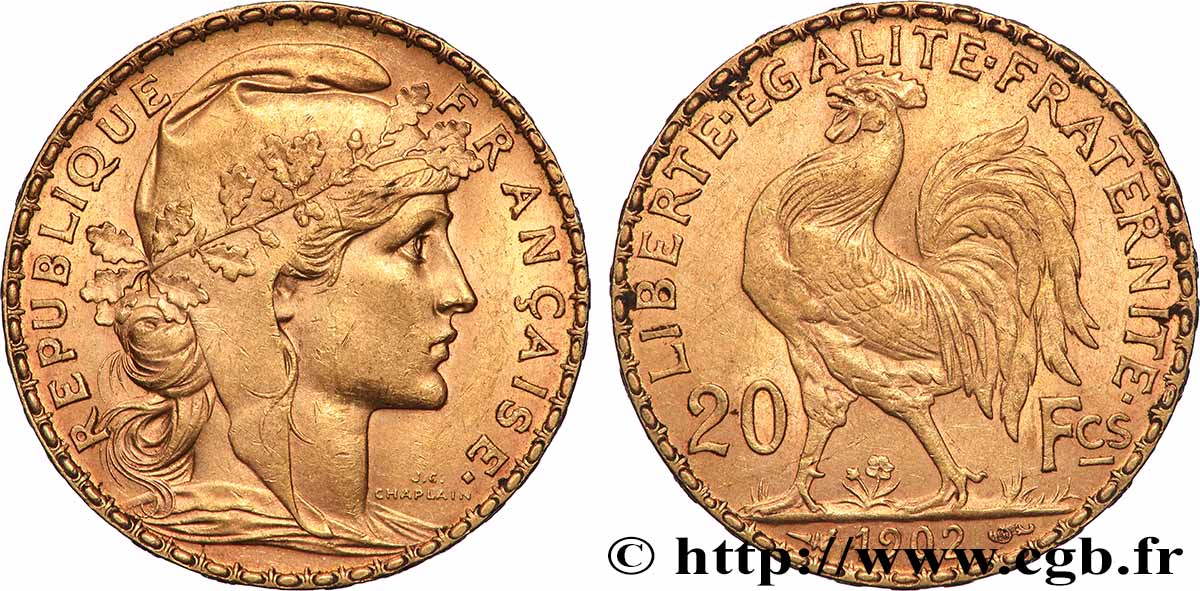 20 francs or Coq, Dieu protège la France 1902 Paris F.534/7 MBC+ 