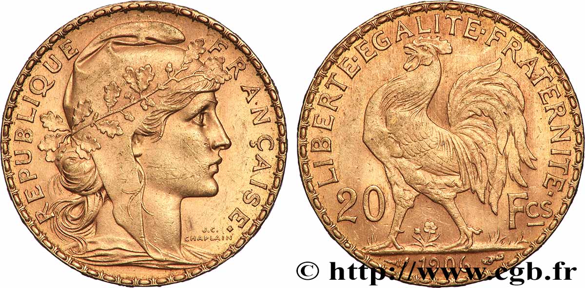 20 francs or Coq, Dieu protège la France 1906 Paris F.534/11 SUP 