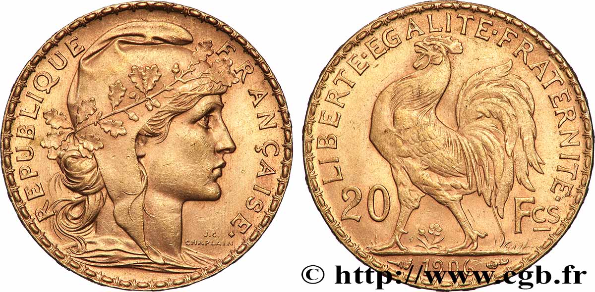 20 francs or Coq, Dieu protège la France 1906 Paris F.534/11 EBC 