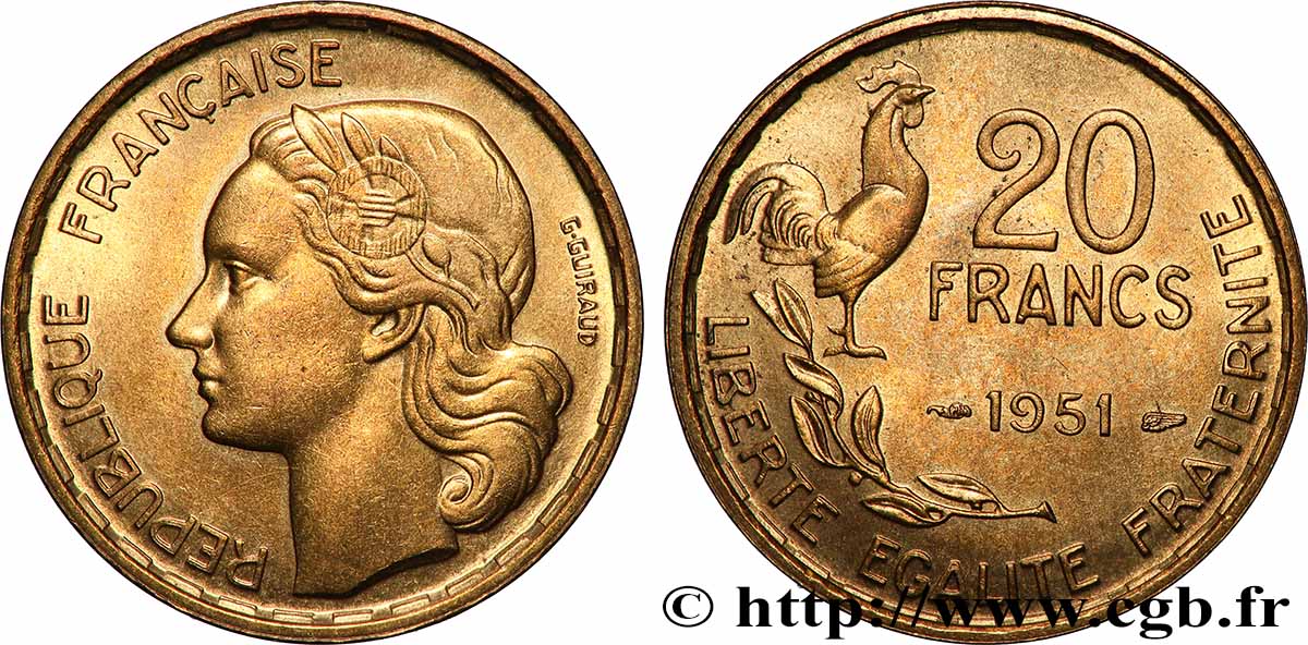 20 francs G. Guiraud 1951  F.402/7 fST64 