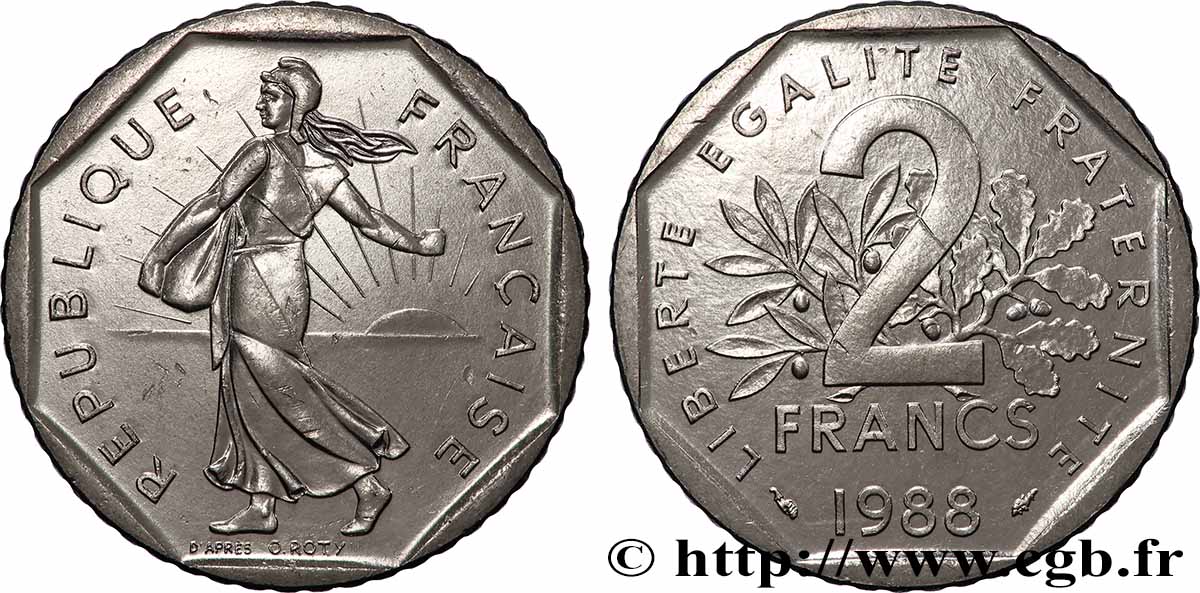 2 francs Semeuse, nickel 1988 Pessac F.272/12 MS 