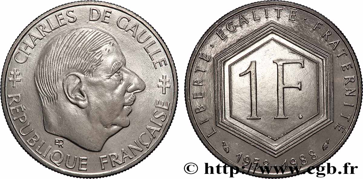 1 franc De Gaulle 1988  F.227/2 AU+ 
