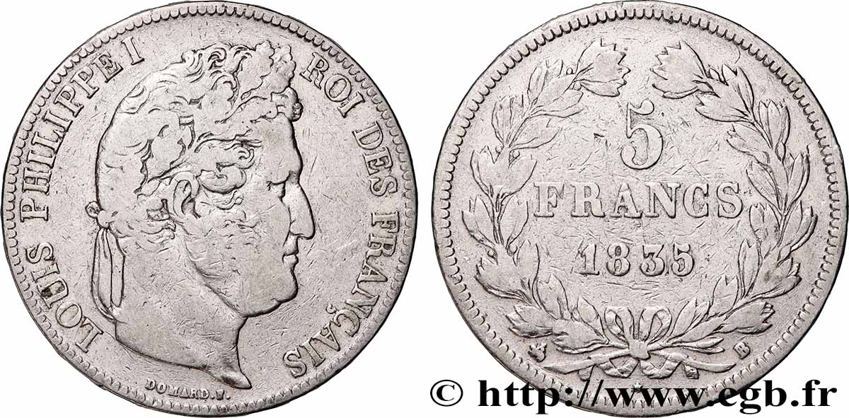 5 francs IIe type Domard 1835 Rouen F.324/43 VF 