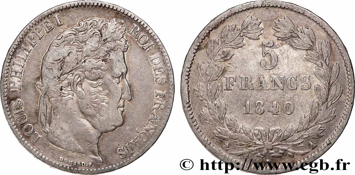 5 francs IIe type Domard 1840 Paris F.324/83 TB+ 
