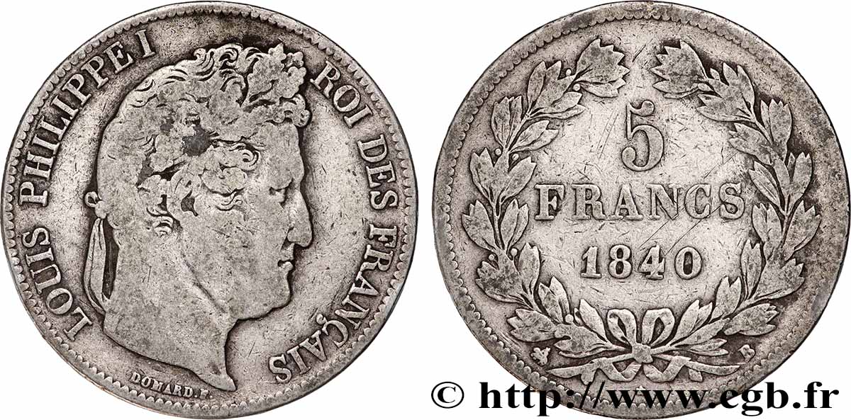 5 francs IIe type Domard 1840 Rouen F.324/84 TB 