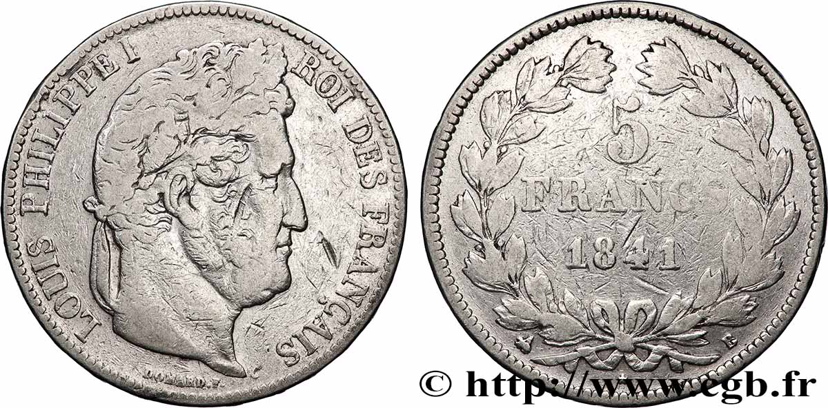 5 francs IIe type Domard 1841 Rouen F.324/91 VF 