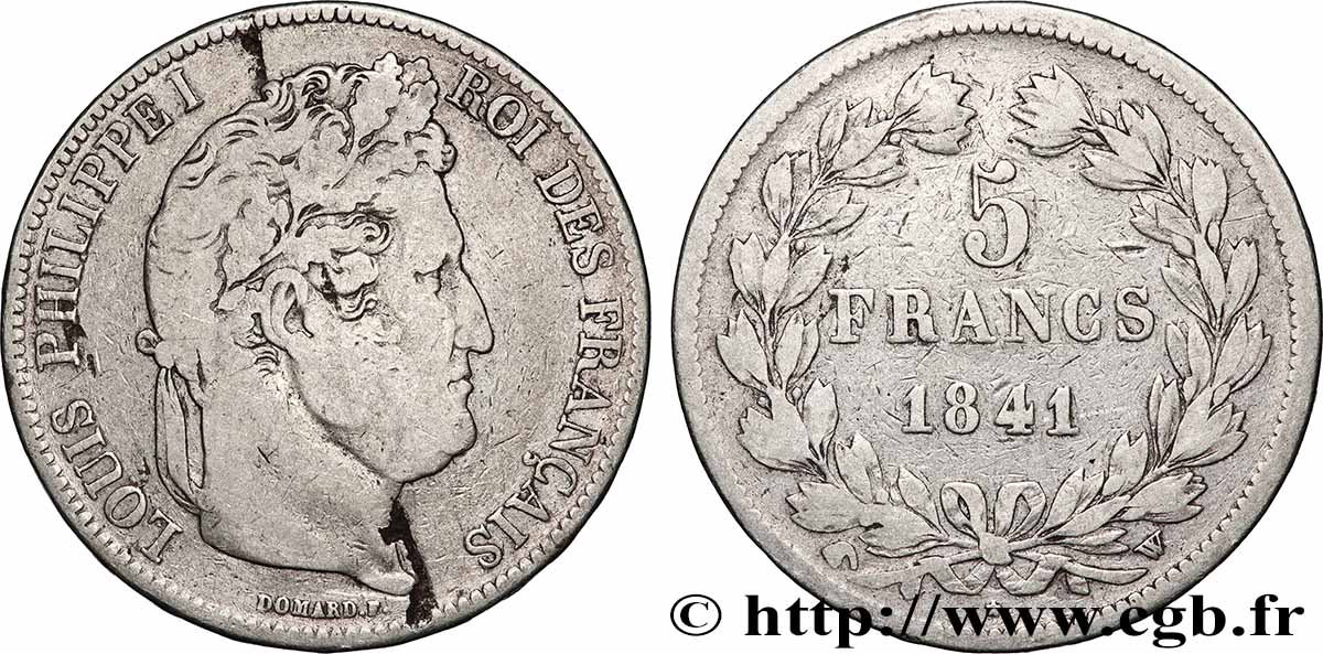 5 francs IIe type Domard 1841 Lille F.324/94 VF 