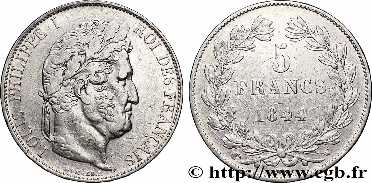 5 francs, IIIe type Domard 1844 Lille F.325/5 XF 
