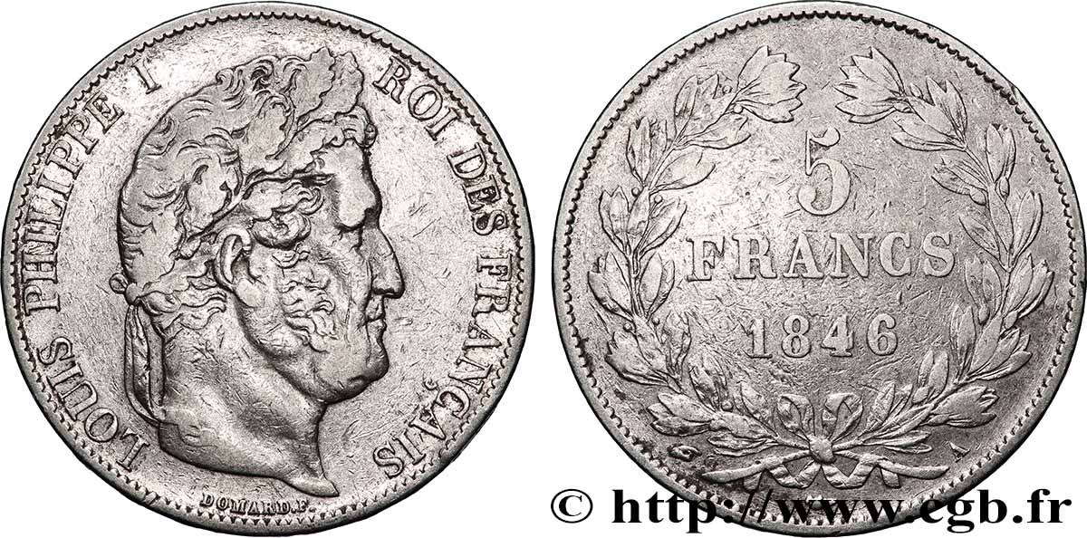 5 francs IIIe type Domard 1846 Paris F.325/10 TB+ 