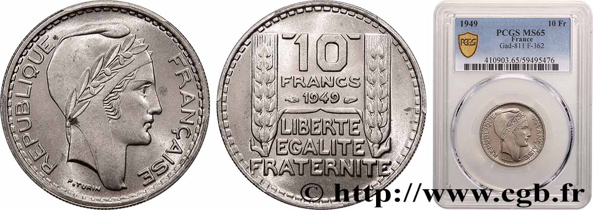 10 francs Turin, petite tête 1949  F.362/6 MS65 PCGS