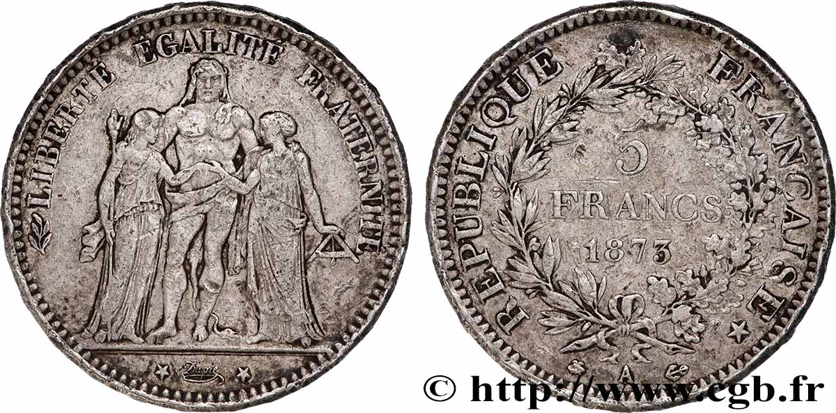 5 francs Hercule 1873 Paris F.334/9 VF 