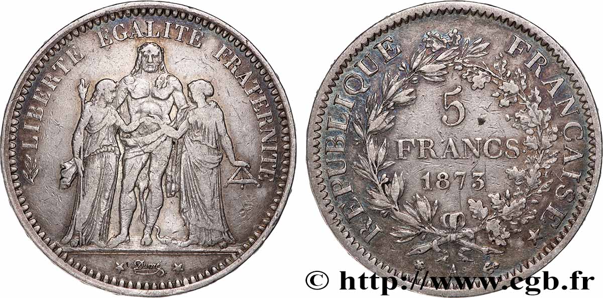 5 francs Hercule 1873 Paris F.334/9 VF 