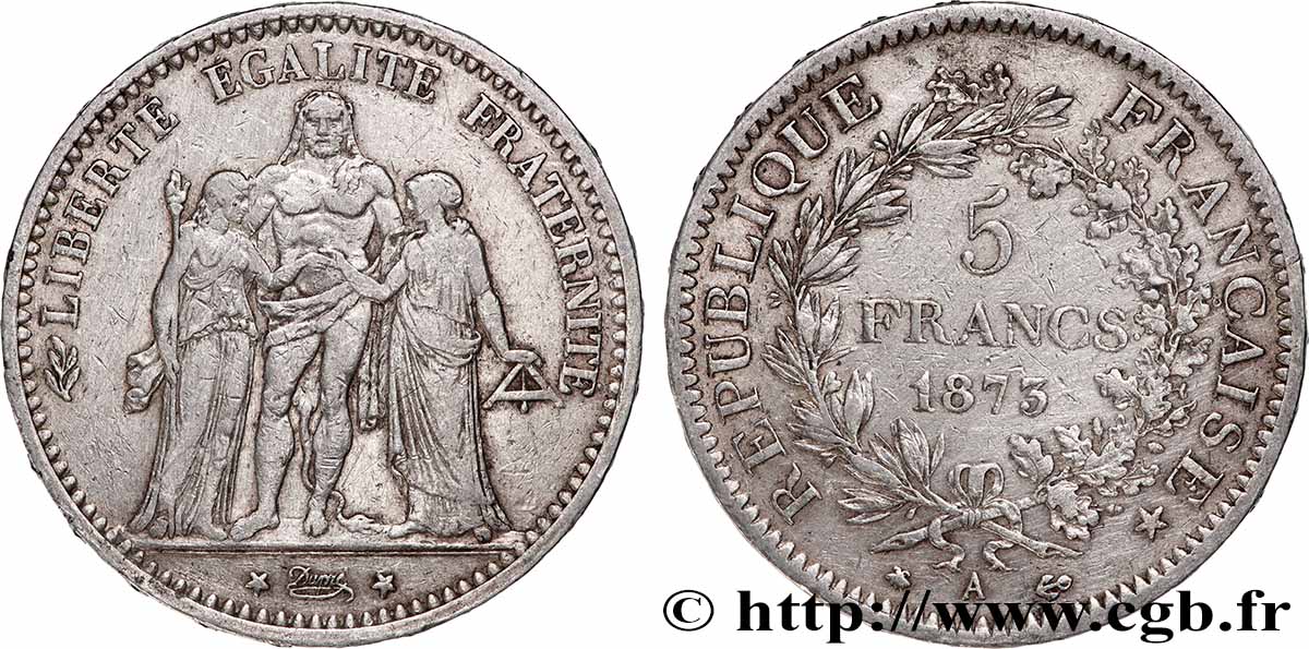 5 francs Hercule 1873 Paris F.334/9 VF 