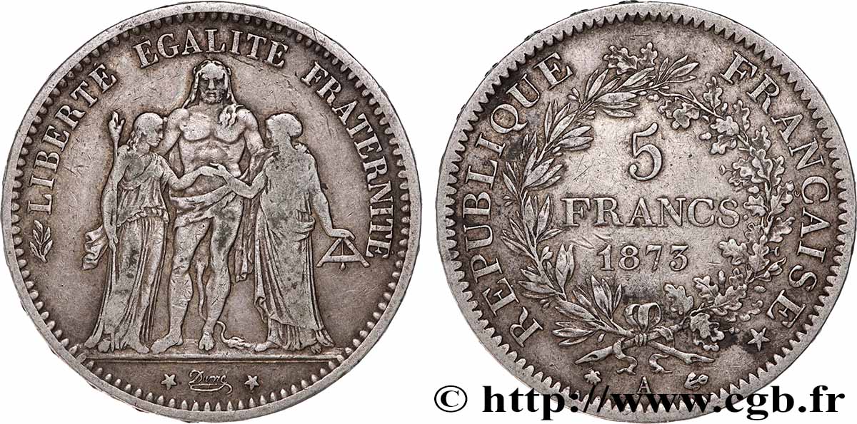 5 francs Hercule 1873 Paris F.334/9 VF 