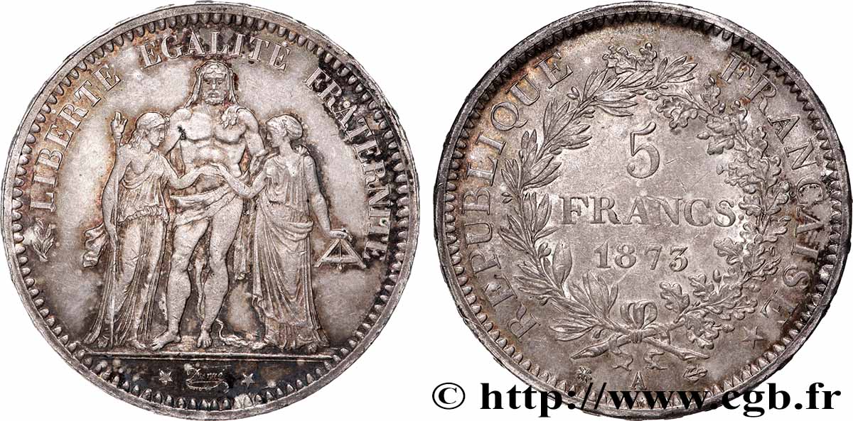 5 francs Hercule 1873 Paris F.334/9 VF 