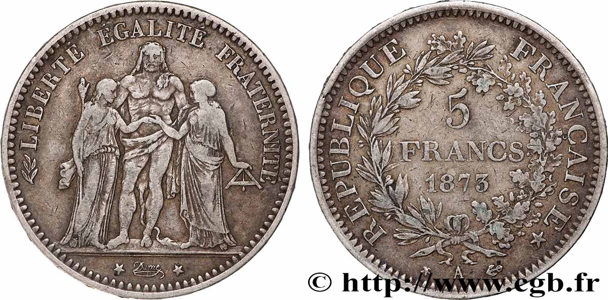5 francs Hercule 1873 Paris F.334/9 VF 