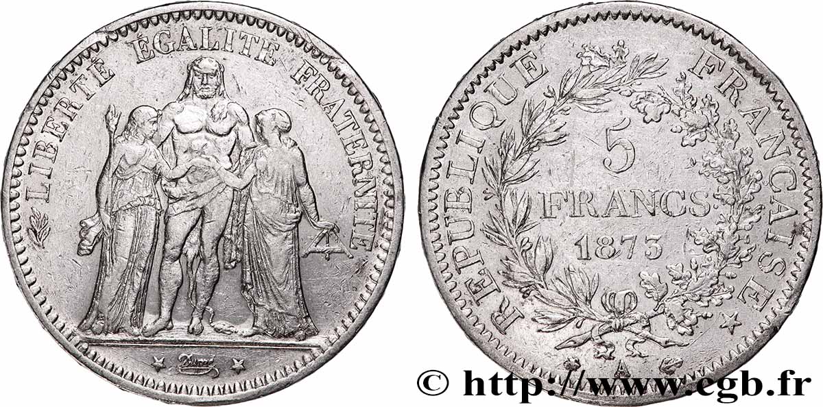 5 francs Hercule 1873 Paris F.334/9 VF 