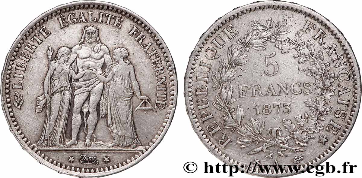 5 francs Hercule 1873 Paris F.334/9 TB+ 