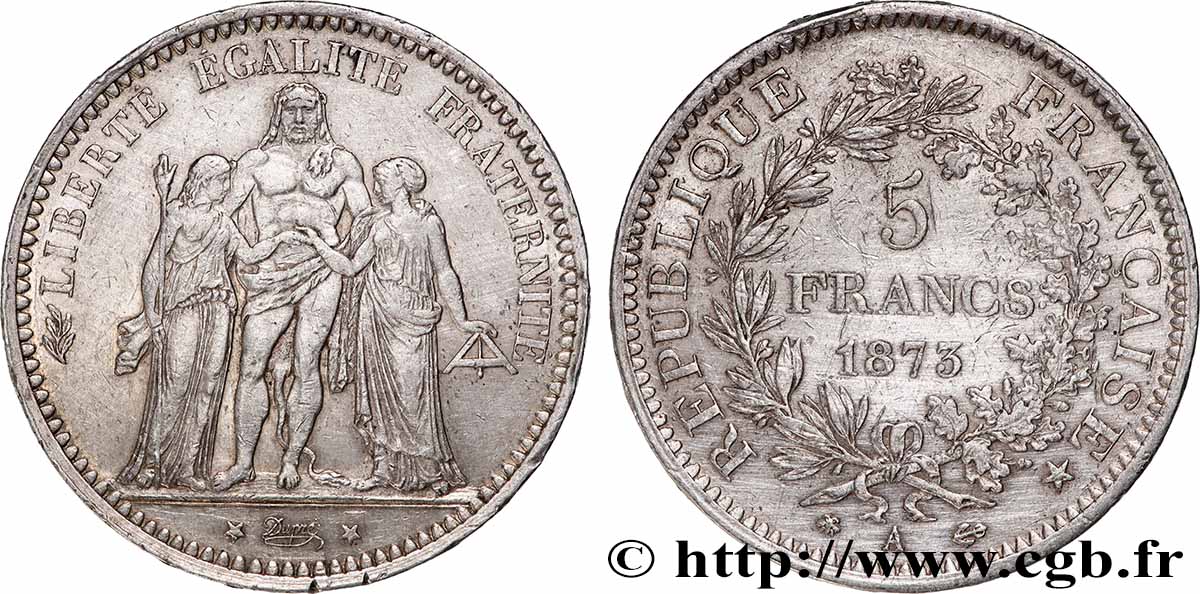 5 francs Hercule 1873 Paris F.334/9 TB+ 