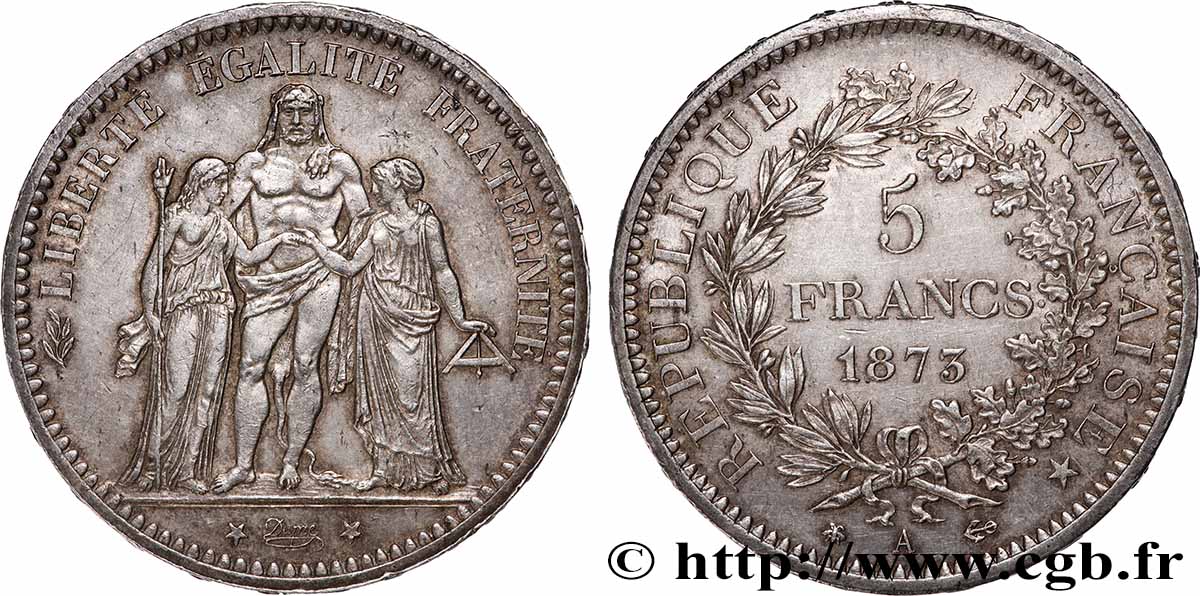 5 francs Hercule 1873 Paris F.334/9 TTB 