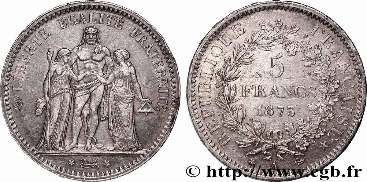 5 francs Hercule 1873 Paris F.334/9 TTB 