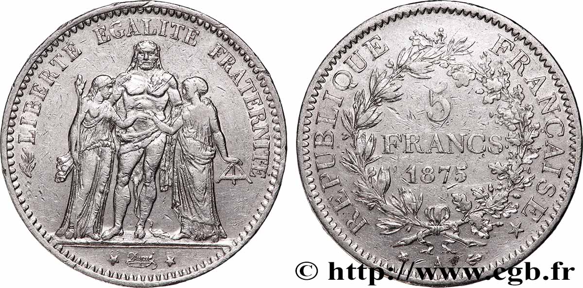 5 francs Hercule 1875 Paris F.334/14 TB+ 