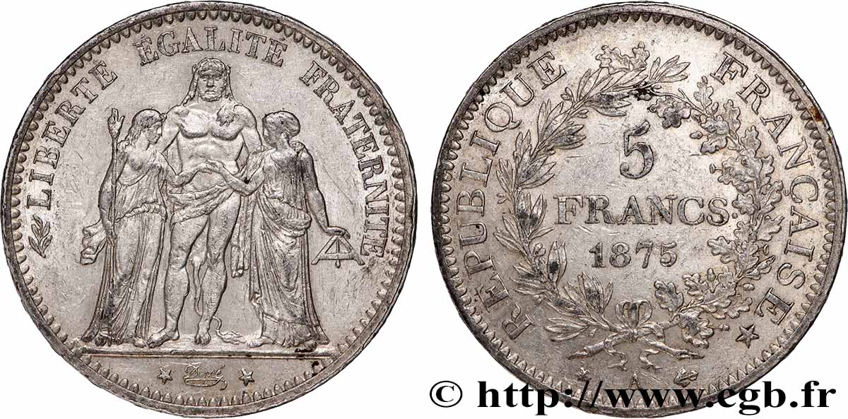 5 francs Hercule 1875 Paris F.334/14 VF 