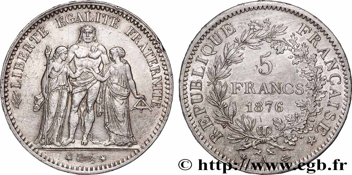 5 francs Hercule 1876 Paris F.334/17 XF 