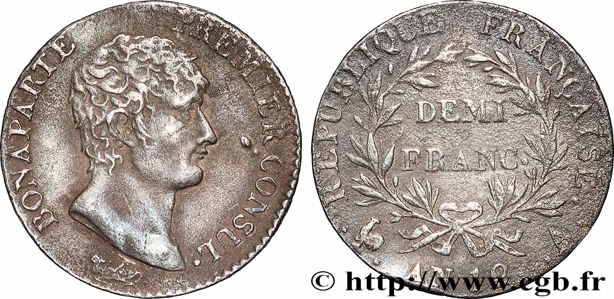 Demi-franc Bonaparte Premier Consul 1804 Paris F.173/2 BB 