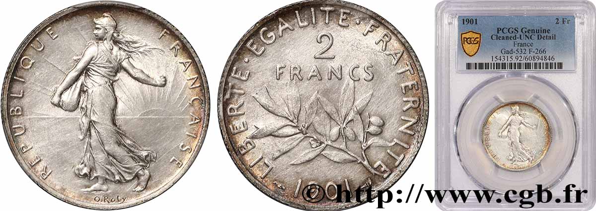 2 francs Semeuse 1901 Paris F.266/6 MS PCGS