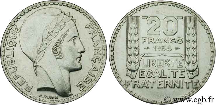 20 francs Turin 1934  F.400/6 MBC50 
