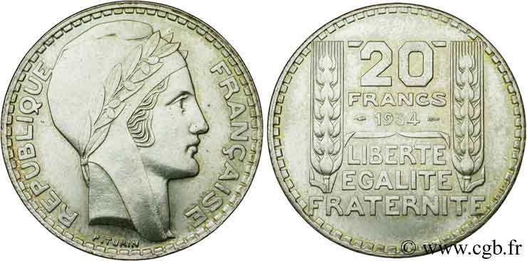 20 francs Turin 1934  F.400/6 VZ58 