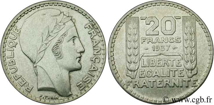 20 francs Turin 1937  F.400/8 TTB50 