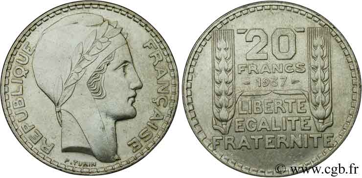 20 francs Turin 1937  F.400/8 SUP55 