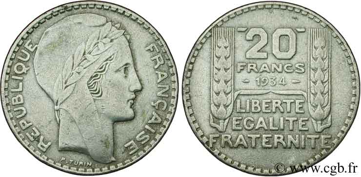 Faux de 20 francs Turin 1934  F.400/6 var. MBC45 