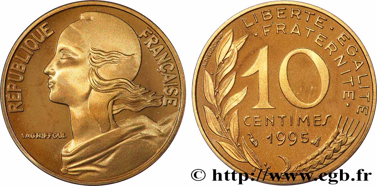 10 centimes Marianne, Belle Épreuve 1995 Pessac F.144/39 var. FDC 
