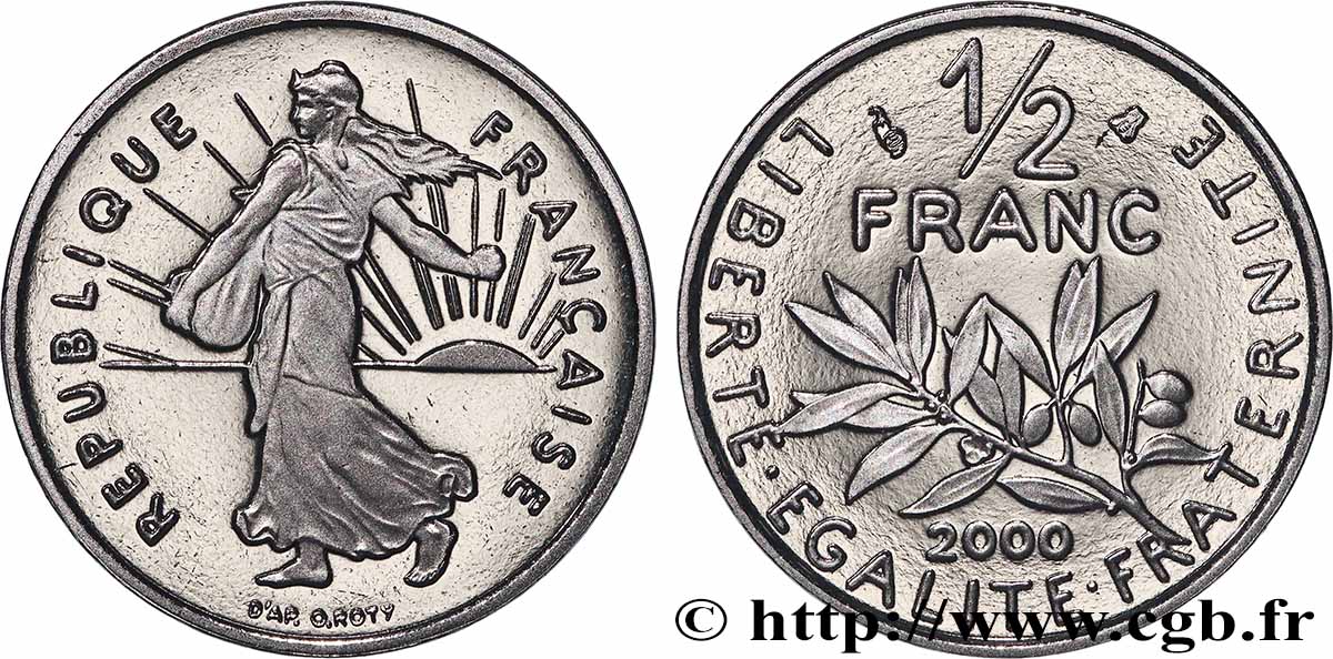 1/2 franc Semeuse, BE (Belle Épreuve) 2000 Pessac F.198/43 var. FDC 