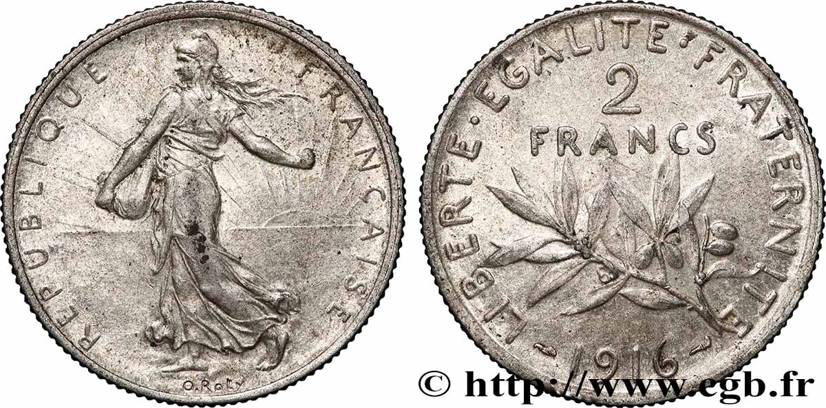 2 francs Semeuse 1916  F.266/18 MBC 