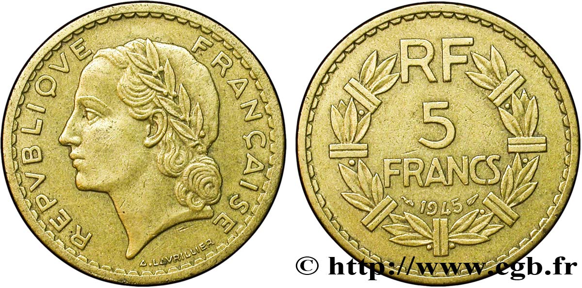 5 francs Lavrillier, bronze-aluminium 1945  F.337/5 BB48 