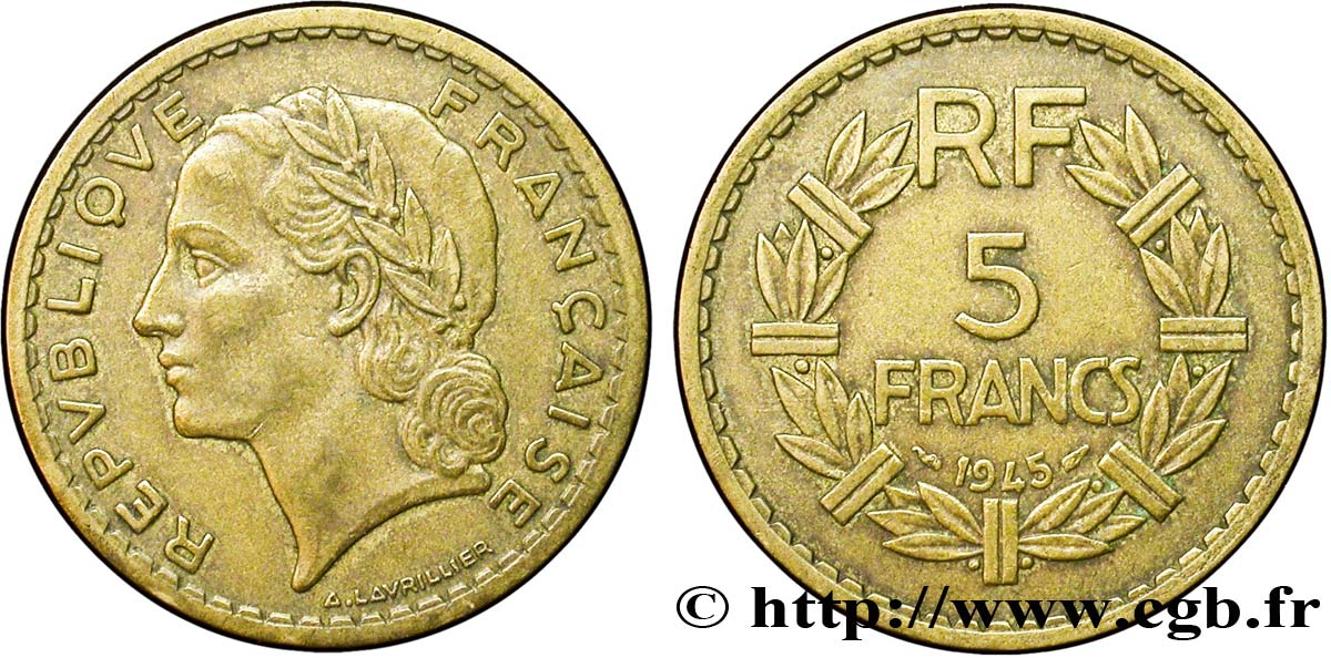 5 francs Lavrillier, bronze-aluminium 1945  F.337/5 XF45 