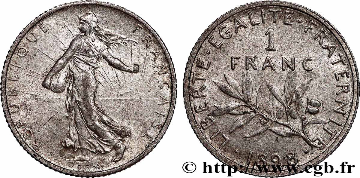1 franc Semeuse 1898 Paris F.217/1 AU58 