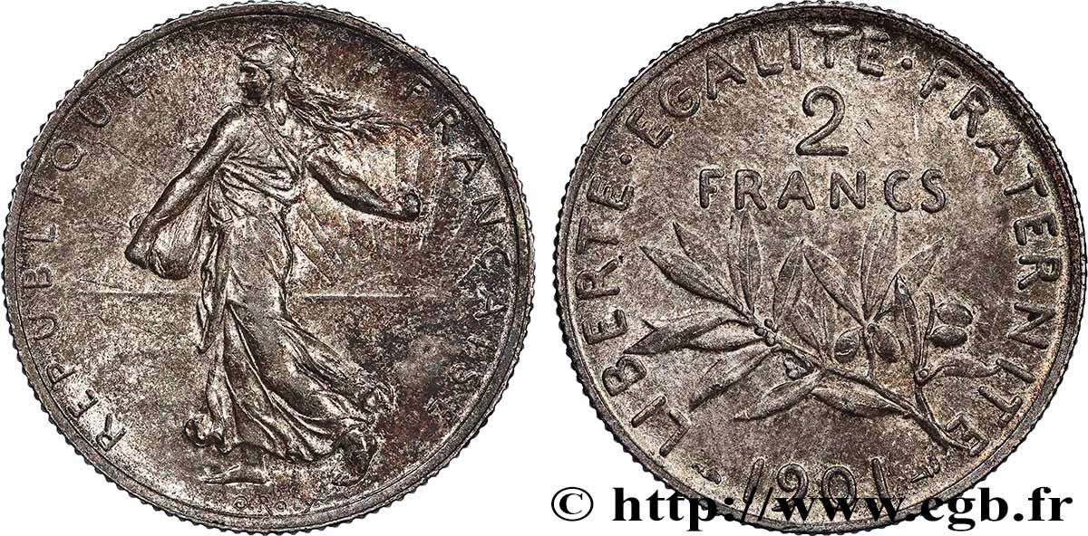 2 francs Semeuse 1901 Paris F.266/6 MS60 