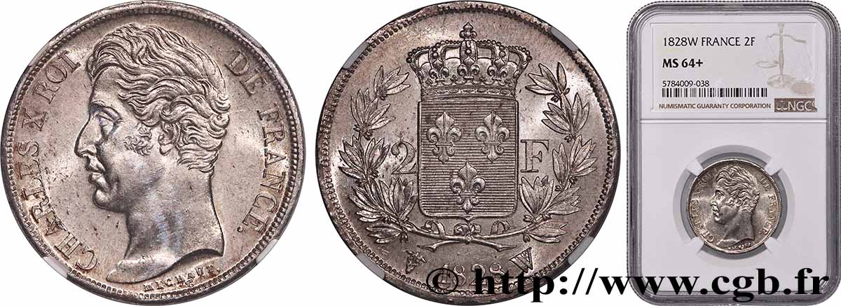 5 francs Charles X, 2e type 1828 Lille F.311/26 MS64 PCGS