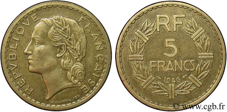 5 francs Lavrillier, bronze-aluminium 1946  F.337/7 XF45 