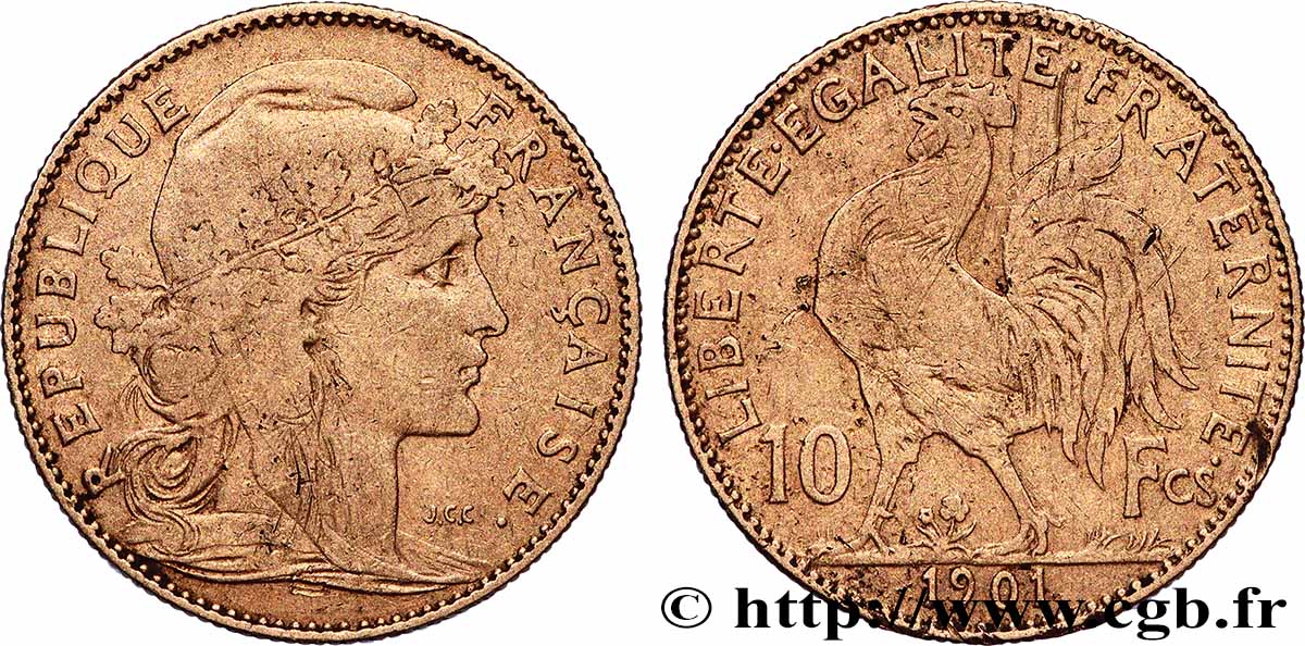10 francs or Coq 1901 Paris F.509/5 F 
